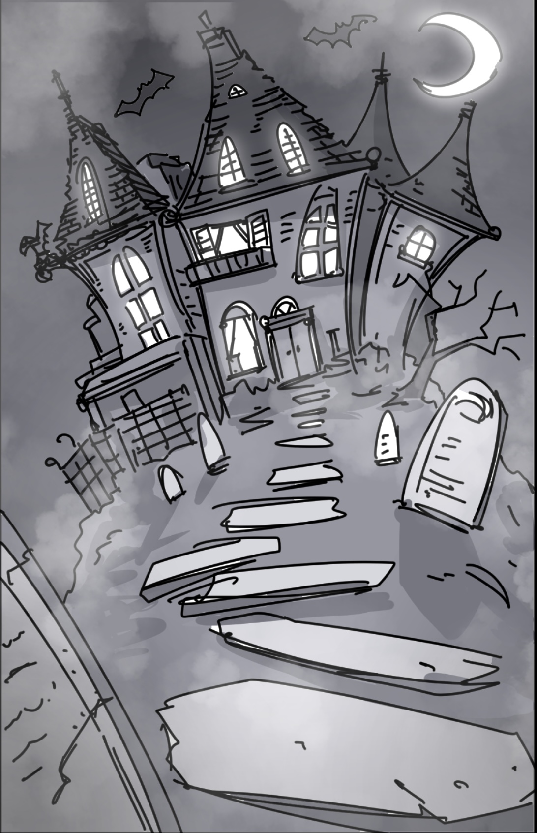 Scene 01 storyboard — Haunted House